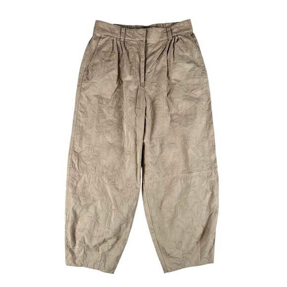 House Of Harlow 1960 Tan Embroidered Cotton Barrel Leg With Elastic Waist US M - Picture 12 of 12